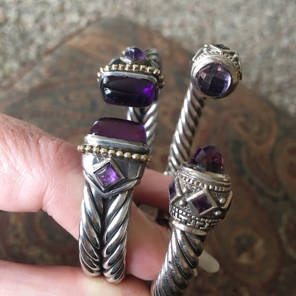 Sterling Silver and 18k Cable Cuff Bracelets